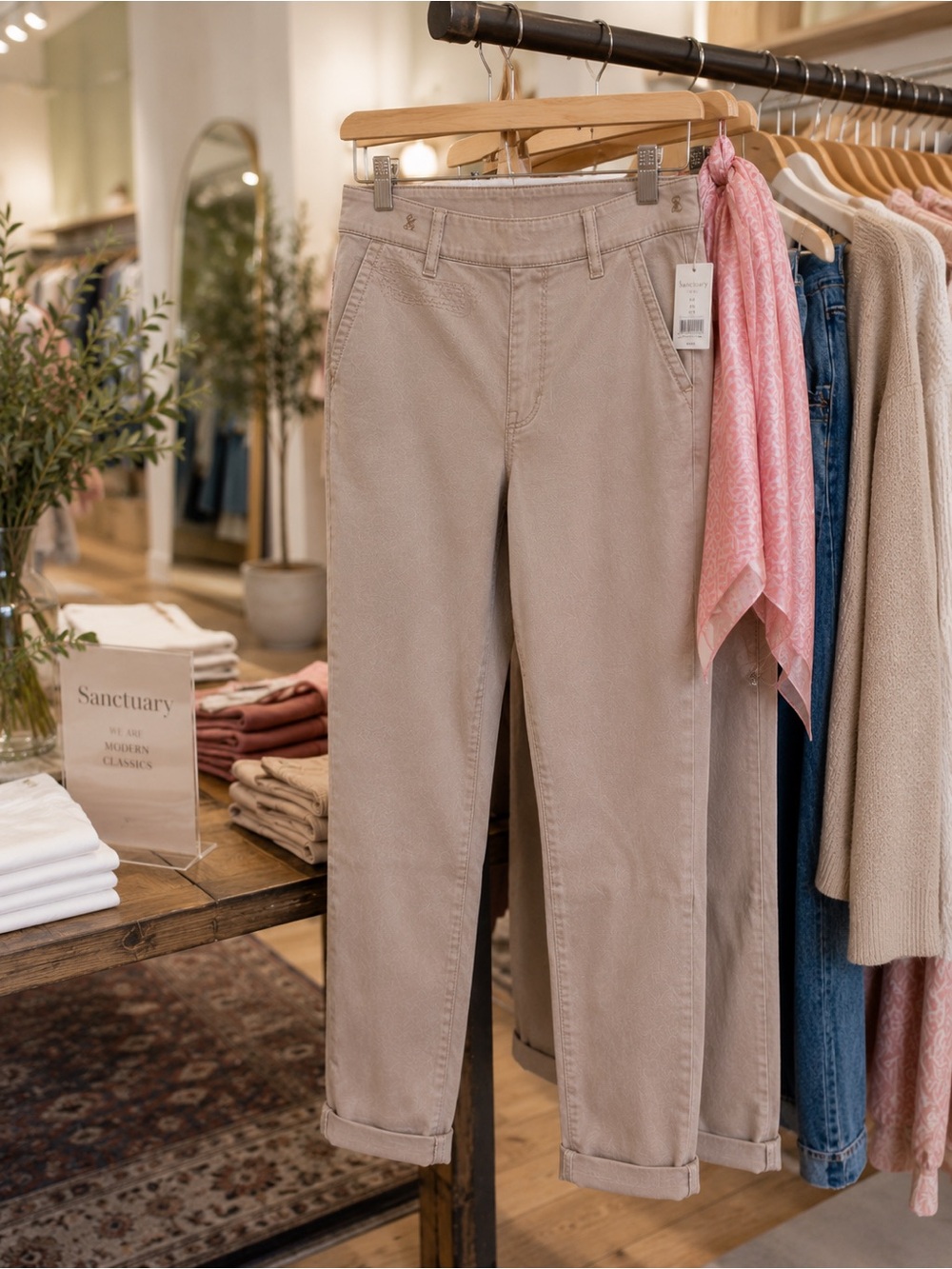 Juicy Couture Stone Pants with Pink Accent
